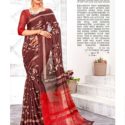 Linen Sarees Brown SCV3-14027
