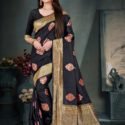 Banarasi Nylon Silk Saree Black SIMR3002