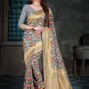 Banarasi Nylon Silk Saree Grey PHL4003