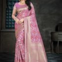 Banarasi Nylon Silk Saree Pink PHL4006