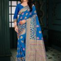 Banarasi Nylon Silk Saree Blue DRST43001