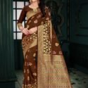 Banarasi Nylon Silk Saree Brown DRST43002