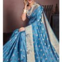 Banarasi Nylon Silk Saree Silk Blue SANVK32001