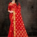Banarasi Silk Saree Red SHM-3-361G