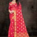 Banarasi Silk Saree Pink Red SHM-3-361J