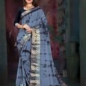 Banarasi Silk Saree Blue Grey Black SINDRV2481B