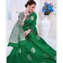 Banarasi Nylon Silk Saree Green SOUND251013