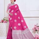 Banarasi Nylon Silk Saree Hot Pink SOUND251016
