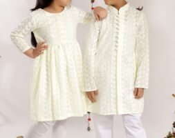 Siblings Matching Dress Online Family Dress Set White Cream MHJ-SBMD-1068