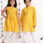 Siblings Matching Dress Online Family Dress Set Yellow MHJ-SBMD-1072