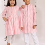 Siblings Matching Dress Online Family Dress Set White Pink MHJ-SBMD-1080