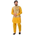 Kurta Pyjama set for Men Yellow PRPJM5157_2