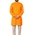 Men Kurta Pyjama set Orange Cream PRPJMA1847-1
