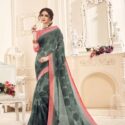 Designer Saree Grey Green Pink DESD2-236