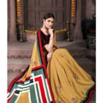Partywear Designer saree Caramel Red Multicolor DESD9-180