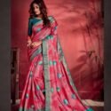 Partywear Designer saree Pink Red Bluish Green DESD9-265