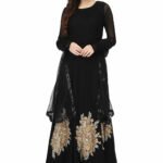 Designer Anarkali Dress Plus Size Dresses Online Black RAHPRET-AK555-9966000556