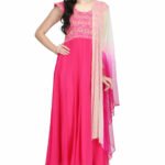Designer Anarkali Dress Plus Size Dresses Online Fushia RAHPRET-AK555-9966000655