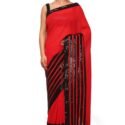 Designer Saree with Readymade Designer Blouse Red Black RAHPRET-DES-996600020