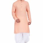 Kurta Dhoti – Plus Size Dresses For Men Peach White RAHPRET-KDT-99660001004