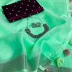 Linen Saree with Free Jewellery Set Aquamarine 3 Combos DPNDLS844