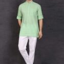 Men Short Kurta Plus Size Dresses For Men Light Green RAHPRET-KT035