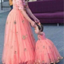Mother Daughter Matching Dress Peach Plus Size Dress for Women RAHPRET11