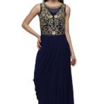 Designer Readymade saree + Blouse Plus size Dresses Online Navy Blue RAHPRET-RS9966000256