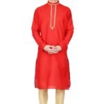 Designer Kurta Pajama Set – Plus Size Dresses For Men Red Gold RAHPRET-KTPJM-9966000590