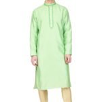 Designer Kurta Pajama Set – Plus Size Dresses For Men Mint Green Gold RAHPRET-KTPJM-9966000599