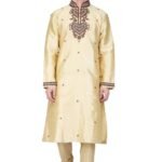 Designer Kurta Pajama Set – Plus Size Dresses For Men Gold RAHPRET-KTPJM-9966000605