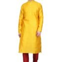 Designer Kurta Pajama Set – Plus Size Dresses For Men Yellow Maroon RAHPRET-KTPJM-9966000613