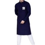 Designer Kurta Pajama Set – Plus Size Dresses For Men – Navy Blue RAHPRET-KTPJM7-9900325
