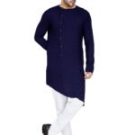Designer Kurta Pajama Set – Plus Size Dresses For Men – Navy Blue RAHPRET-KTPJM7-9900328