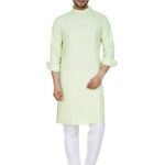 Designer Kurta Pajama Set – Plus Size Dresses For Men – Light Green RAHPRET-KTPJM7-9900331