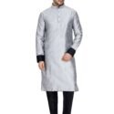 Designer Kurta Pajama Set – Plus Size Dresses For Men – Silver RAHPRET-KTPJM7-9900334