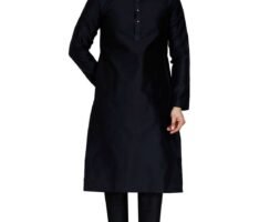 Designer Kurta Pajama Set – Plus Size Dresses For Men – Black RAHPRET-KTPJM7-9900336