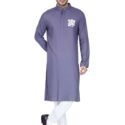 Designer Kurta Pajama Set – Plus Size Dresses For Men – Blue Grey RAHPRET-KTPJM7-9900343