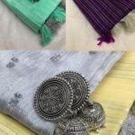 Linen Saree with Free Jewellery Set 12 Colors DPNDLS847
