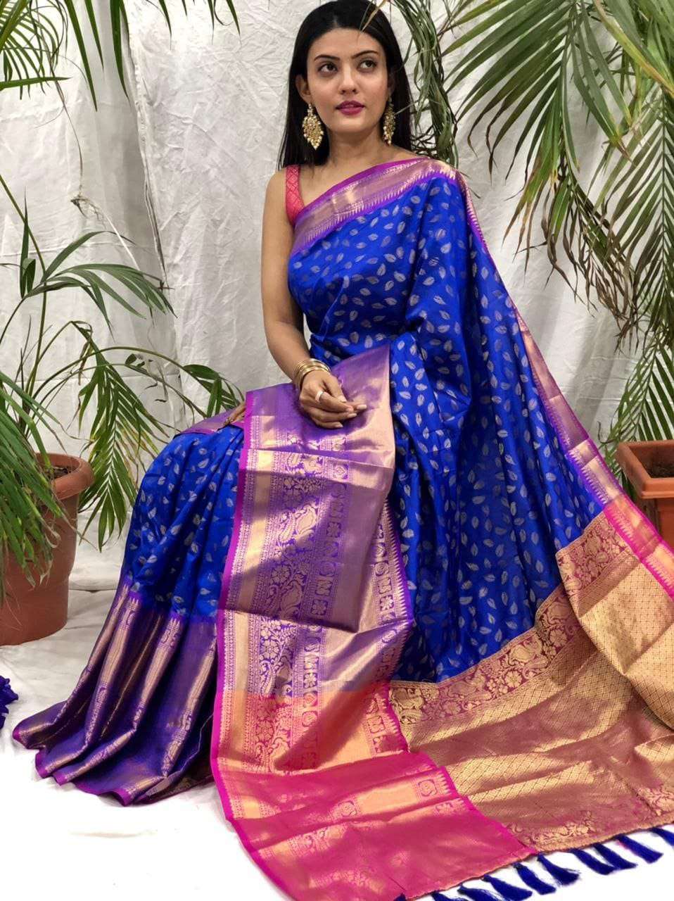 Silk Saree below 2000 Royal Blue 