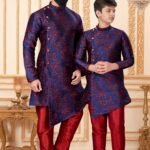 Father and Son Matching Dress Online Maroon Blue RKL-FSMD-116930