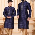 Father and Son Matching Dress Online Plus Size Dress for Men Navy Blue RKL-FSMD-116940