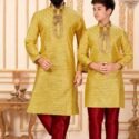 Father and Son Matching Dress Online Plus Size Dress for Men Yellow Maroon RKL-FSMD-116947