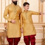 Father and Son Matching Dress Online Plus Size Dress for Men Gold Maroon RKL-FSMD-116960