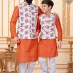 Father and Son Matching Dress Online Plus Size Dress for Men Orange RKL-FSMD-116962