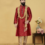 Men Kurta Pyjama set Plus Size Dress for Men Red RKL-KRPJM-116035