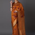 Kanjivaram saree Mango Orange YHIEF-APL-2538