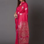 Kanjivaram saree Silver Zari Saree Hot Pink YHIEF-BAPI-57