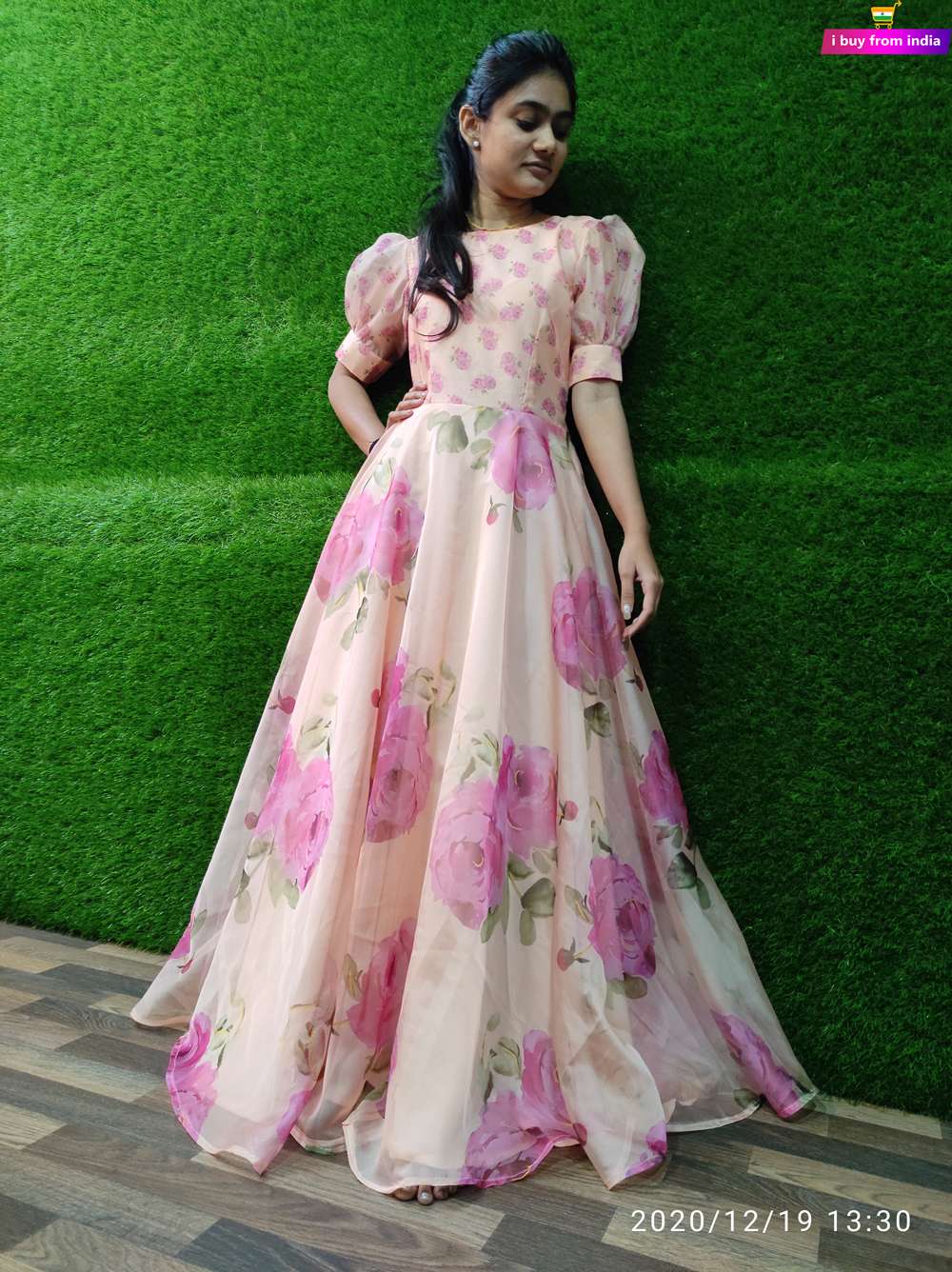 Floral Organza Gown Long Gown Peach SHL ...