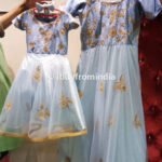 Mother Daughter Matching Dress Blue Grey RAHPRET11-B